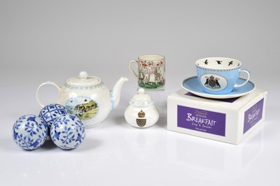 Lot 112 - A pair of modern Dunoon porcelain commemorative Breakfast tea cups and saucers