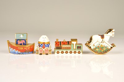 Lot 121 - Four Royal Crown Derby porcelain Treasures of Childhood and other figures