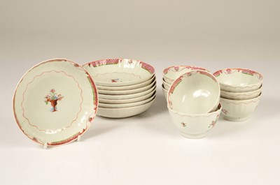Lot 129 - A set of eight 19th century New Hall porcelain tea bowls and saucers
