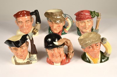 Lot 153 - Six Royal Doulton pottery character jugs