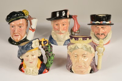 Lot 156 - Five Royal Doulton pottery character jugs
