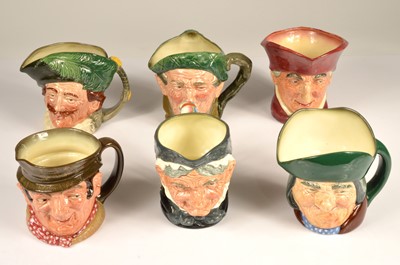 Lot 160 - Six Royal Doulton pottery character jugs