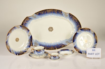 Lot 100a - An extensive late 19th Century Limoges porcelain blue and white dinner service