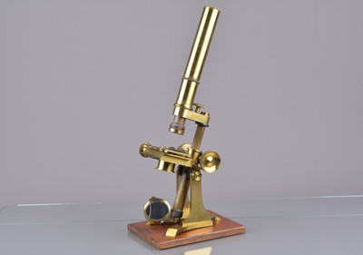 Lot 12 - A 19th Century lacquered brass Compound Monocular Microscope