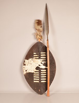 Lot 333 - An Animal Hide Tribal Shield