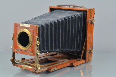 Lot 77 - A J Lancaster & Son 1900 Instantograph Half Plate Mahogany & Brass Camera