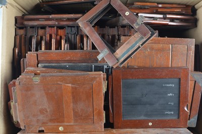 Lot 83 - A Box of Mahogany & Brass Double Dark Slides