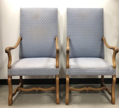 Lot 25 - A pair of French mahogany framed provincial armchairs