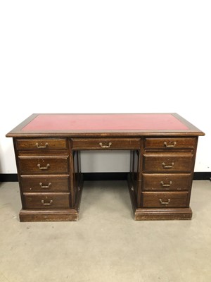 Lot 95 - A 20th century small partners twin pedestal desk