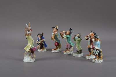 Lot 130 - A 20th century Sitzendorf porcelain monkey band
