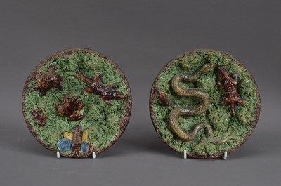 Lot 131 - Two Mafra Palissy majolica wall plaques
