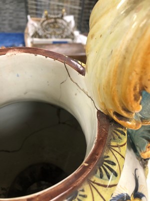 Lot 213 - A large and damaged early 20th century continental faience large urn