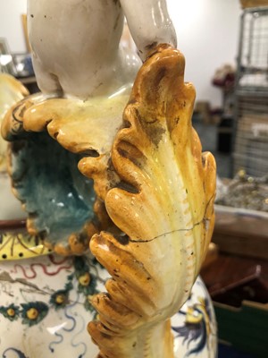 Lot 213 - A large and damaged early 20th century continental faience large urn