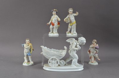 Lot 227 - Four Meissen porcelain child figurines