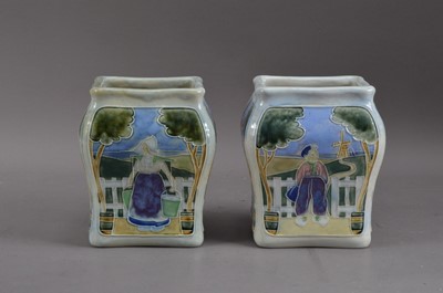Lot 249 - A pair of Doulton Lambeth salt-glazed stoneware square planters