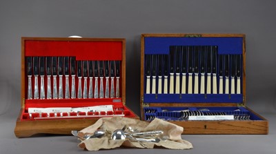 Lot 353 - Two Silver-plate and stainless steel canteens of cutlery