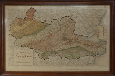Lot 587 - A framed Geological Map of the Thames Basin and North East Kent