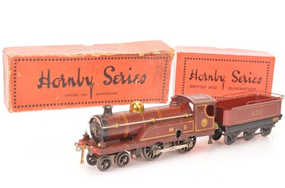 Lot 55 - A Hornby 0 Gauge clockwork No 2 LMS Locomotive and Repro Tender (2)