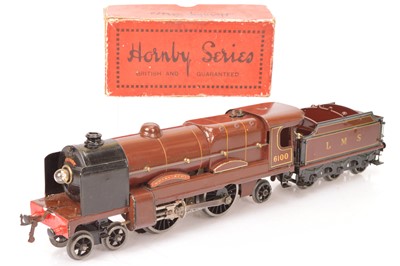 Lot 66 - A part-repainted Hornby 0 Gauge electric LMS No 3 Locomotive and Tender (2)