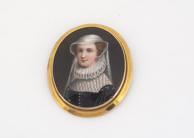 Lot 75 - A 19th Century oval Viennese porcelain portrait miniature