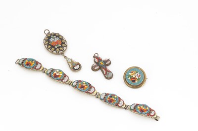 Lot 106 - Four Italian micro mosaic jewels