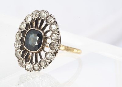 Lot 223 - A Belle Epoch style sapphire and diamond dress ring