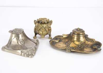 Lot 290 - Three Victorian and later desk inkwells