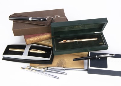 Lot 308 - Six Cross fountain pens and a Cross ballpoint pen