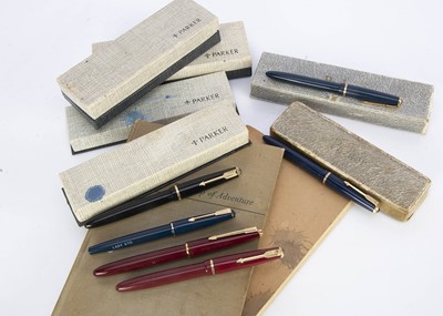 Lot 316 - Six vintage Parker fountain pens