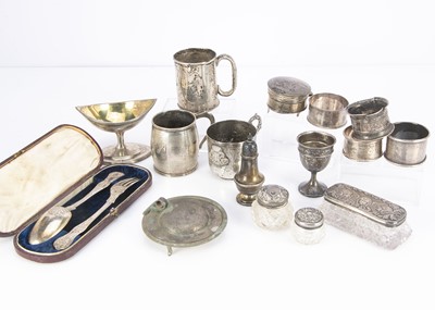 Lot 342 - A collection of Georgian and Victorian and later silver and other items