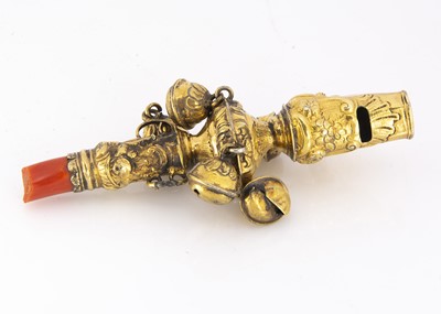 Lot 363 - A Georgian silver gilt baby's rattle