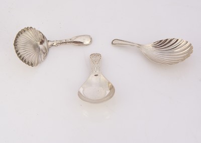 Lot 378 - Two Georgian period silver tea caddy spoons