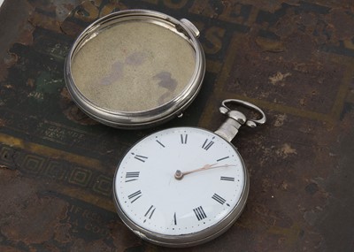 Lot 42 - A George III silver oversized pair cased pocket watch