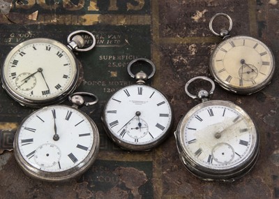 Lot 48 - Five silver open faced pocket watches