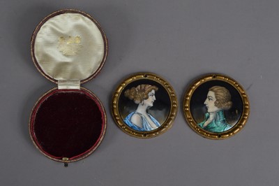 Lot 126 - Two late 19th or early 20th century copper enamelled portrait miniatures