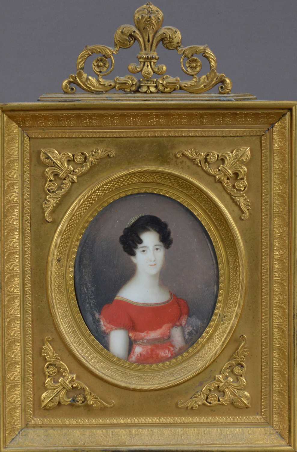 Lot 133 - A 19th century Portrait miniature on ivory of a young lady