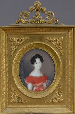 Lot 133 - A 19th century Portrait miniature on ivory of a young lady