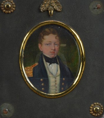 Lot 134 - A 19th century Portrait miniature on ivory of a Georgian British Naval Lieutenant