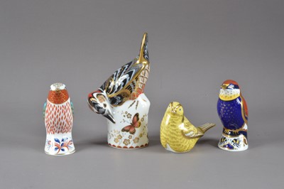 Lot 208 - Four bird Royal Crown Derby bone china paperweights