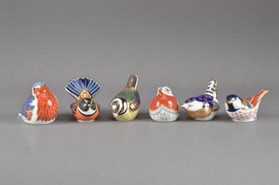 Lot 212 - Six bird Royal Crown Derby bone china paperweights