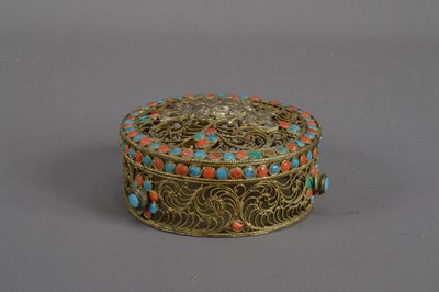 Lot 285 - A Chinese brass filigree box