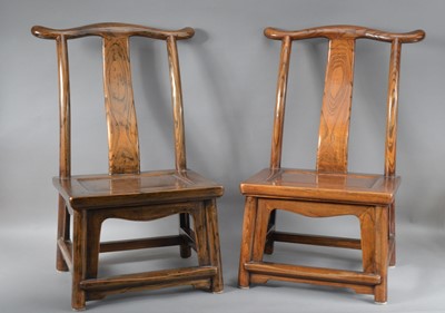 Lot 154 - A pair of miniature Chinese elm chairs
