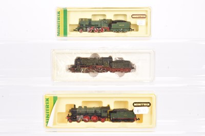 Lot 13 - Minitrix N Gauge German Steam Locomotives with Tenders