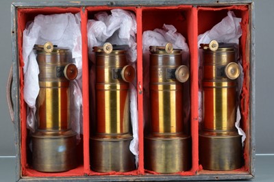 Lot 41 - The Noakes 'Quad' Magic Lantern or Noakesoscope (Special Auction Services wishes to extend its gratitude to Dr Richard Crangle for the following lot description and analysis)
