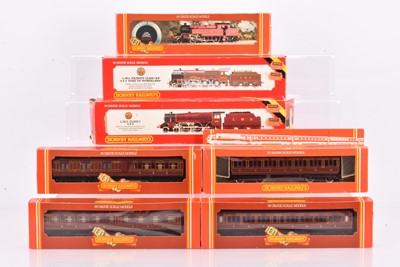 Lot 153 - Hornby 00 Gauge LMS crimson Locomotives and Clerestory Coaches