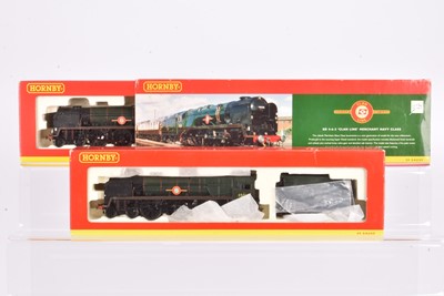 Lot 213 - Hornby China BR SR green Merchant Navy class 00 Gauge Steam Locomotives and tenders