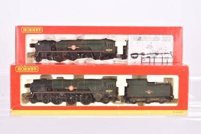 Lot 218 - Hornby China SR green Merchant Navy class 00 Gauge Steam Locomotives and tenders