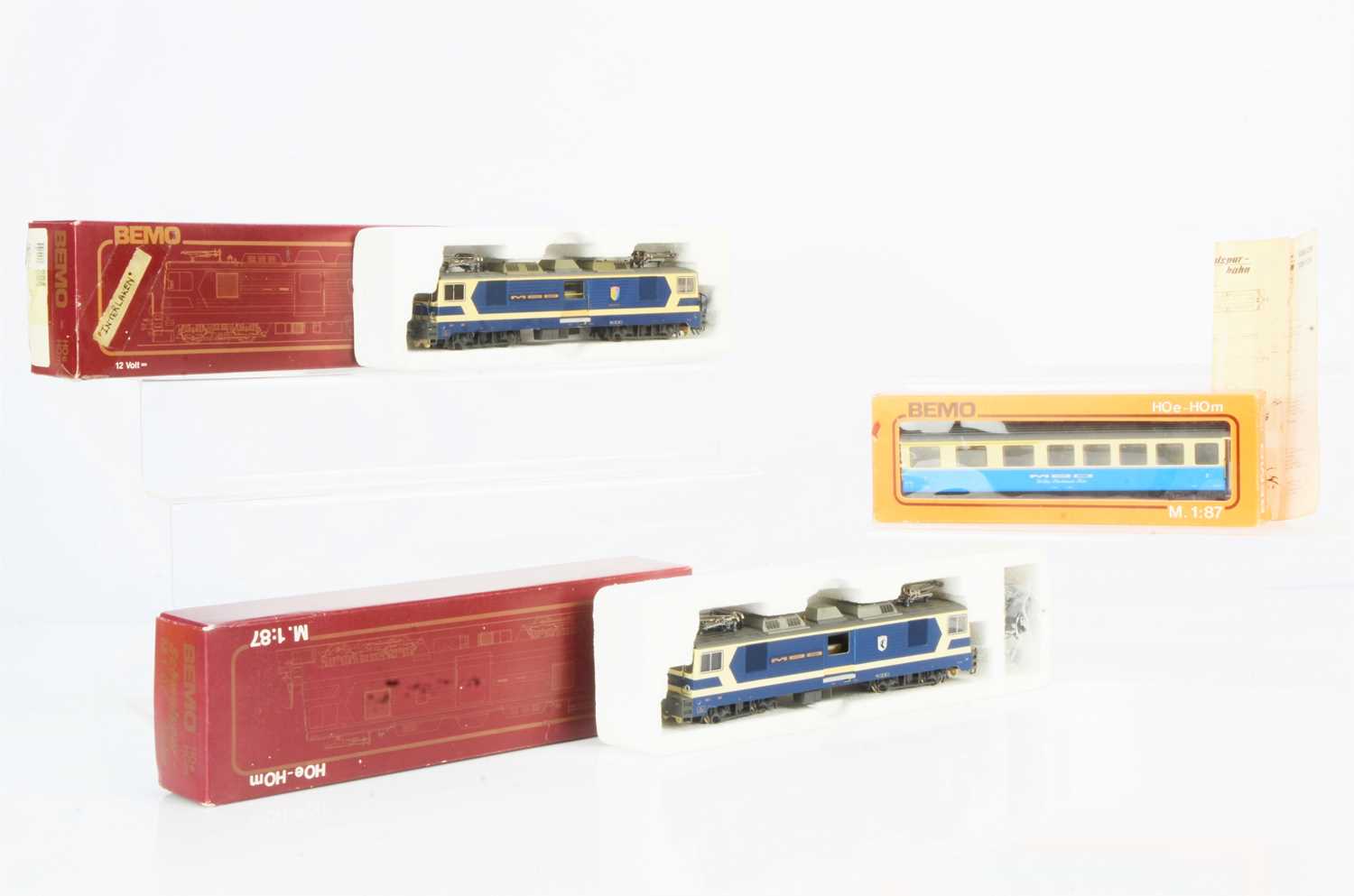 Lot 10 - Bemo H0m Gauge Swiss Electric Locomotives and Coach