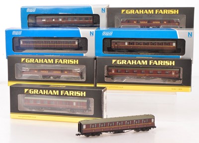 Lot 54 - Graham Farish and Dapol N Gauge BR Maroon Coaching Stock