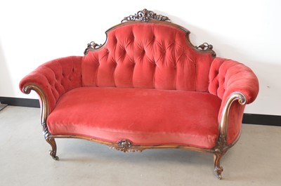 Lot 3 - A Victorian carved walnut and upholstered settee